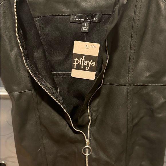 Leather Zip Black Mini Dress - Picture 2 of 3